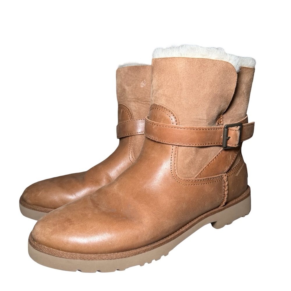Women's Tan Leather Ankle Boots - Picture 5 of 13